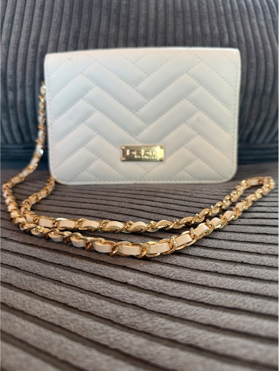 Bebe Handbags - bebe Los Angeles White Quilted Crossbody Bag with Gold Chain